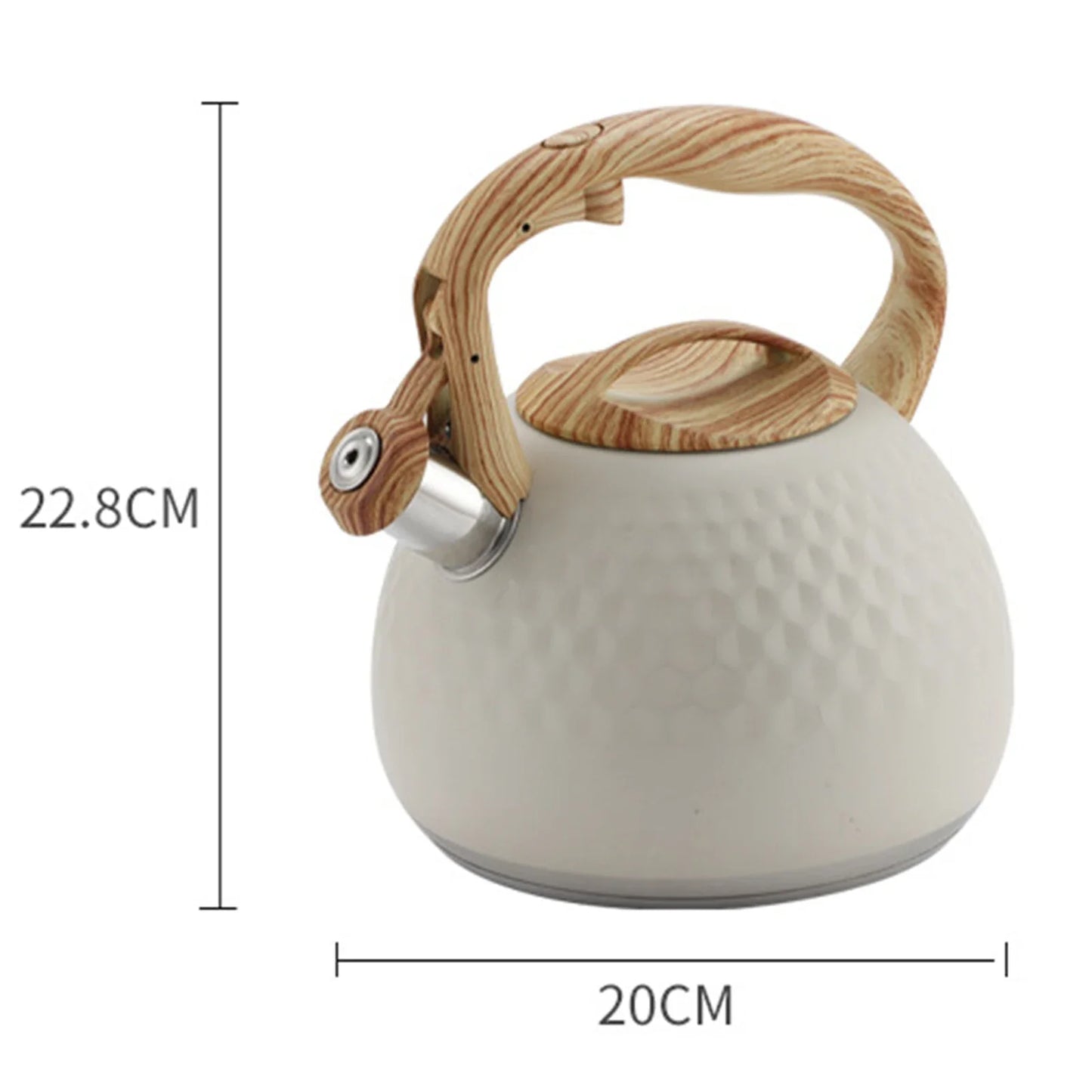 3L Stainless Steel Whistling Kettle – Anti-Scald Wooden Handle