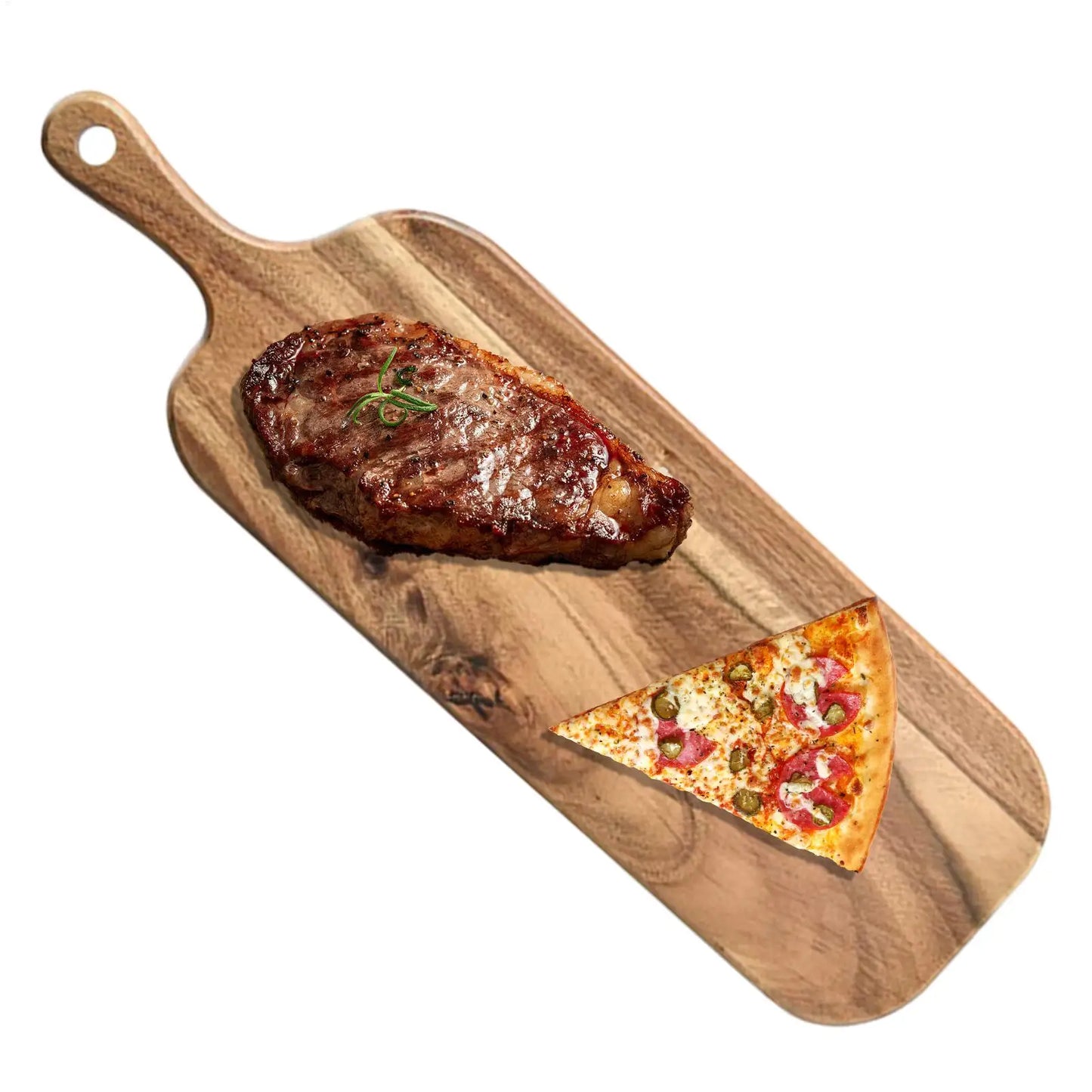 Double-Sided Wood Cutting Board with Handle | Steak & Cheese Tray