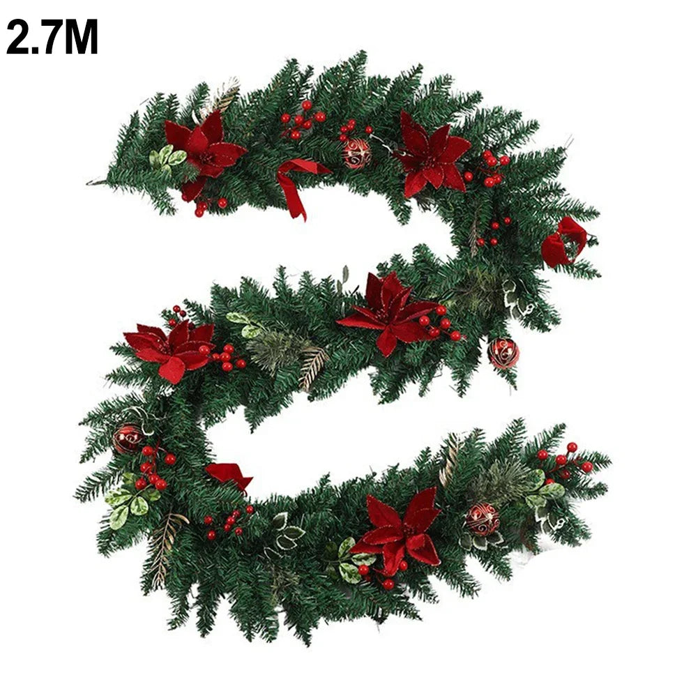 Christmas Poinsettia Garland | Red Flowers | 1.5m–2.7m