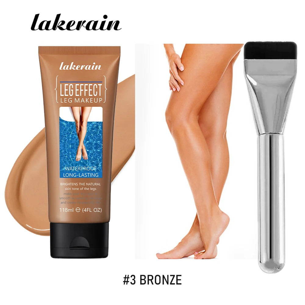 116ml Medium Bronze Body Tanning Cream Leg Makeup Foundation With Brush Waterproof Long Lasting Even Skin Tone Body Makeup Peaceful Pleasures Health and Wellness 3bronze