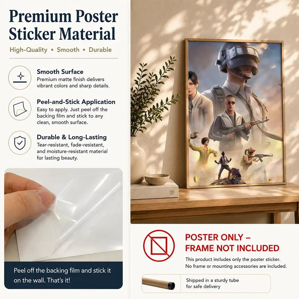 PUBG Battlegrounds HD Wall Poster – Self-Adhesive Waterproof Gaming Wall Poster Peaceful Pleasures Health and Wellness