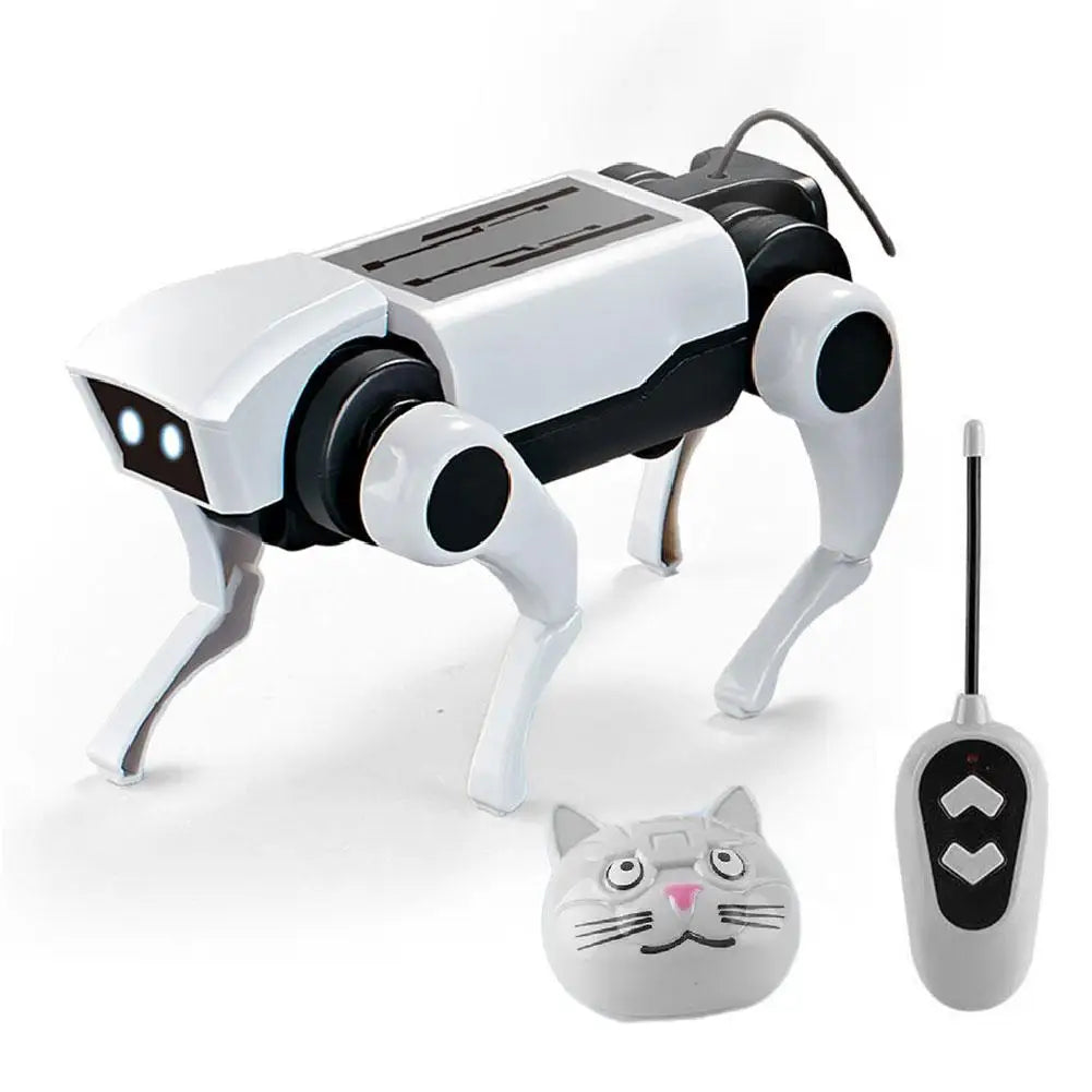2 In 1 DIY Remote Control Robot Toy Assembling Mechanical Dog or Cat Animals Educational Toys Smart Robot Toy Gift for Children Peaceful Pleasures Health and Wellness Robot