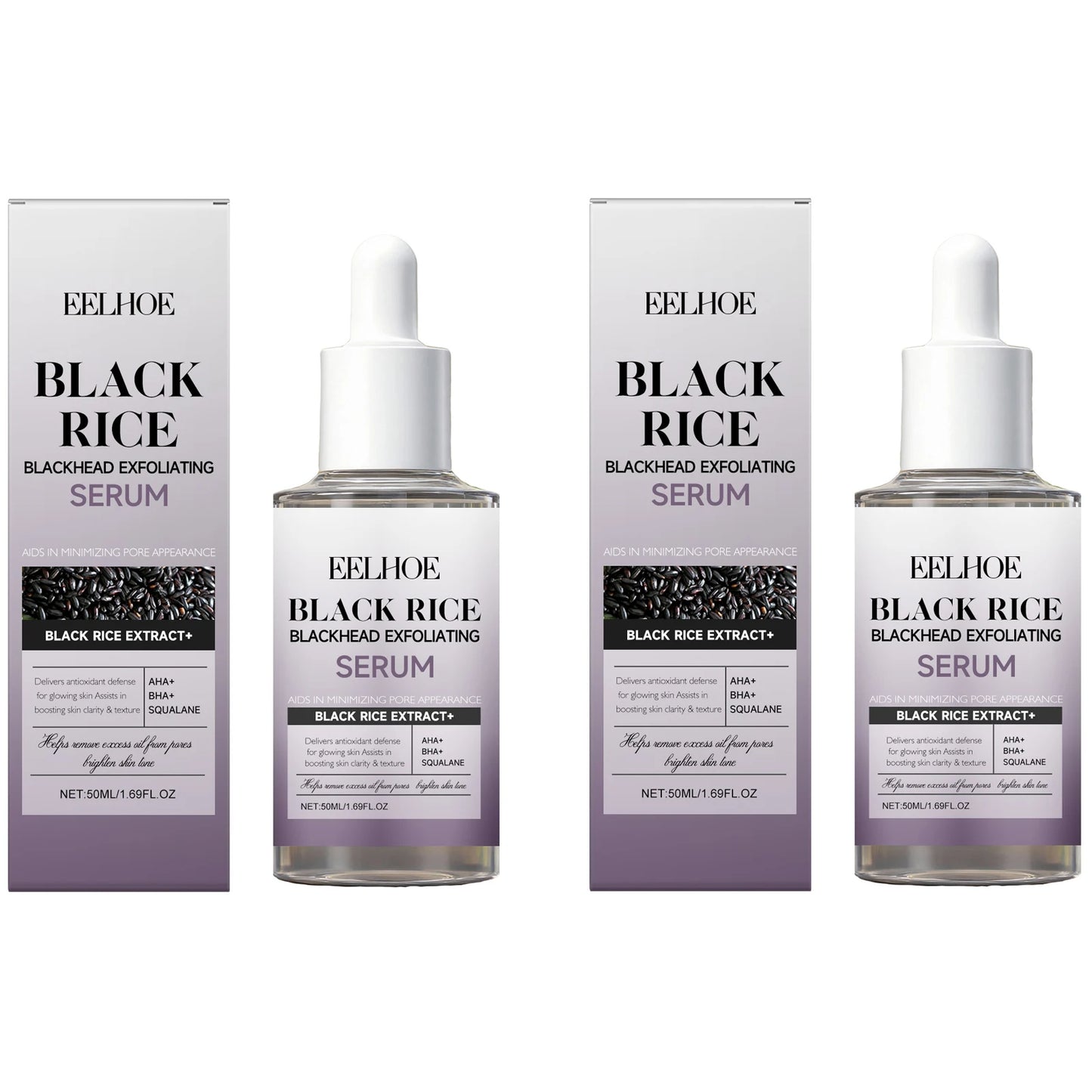 Black Rice Exfoliating Essence Nourishing Smooth Skin Improve Skin Elasticity Lightweight Texture Moisturizing Black Rice Serum Peaceful Pleasures Health and Wellness 2 x 50ml Boxed