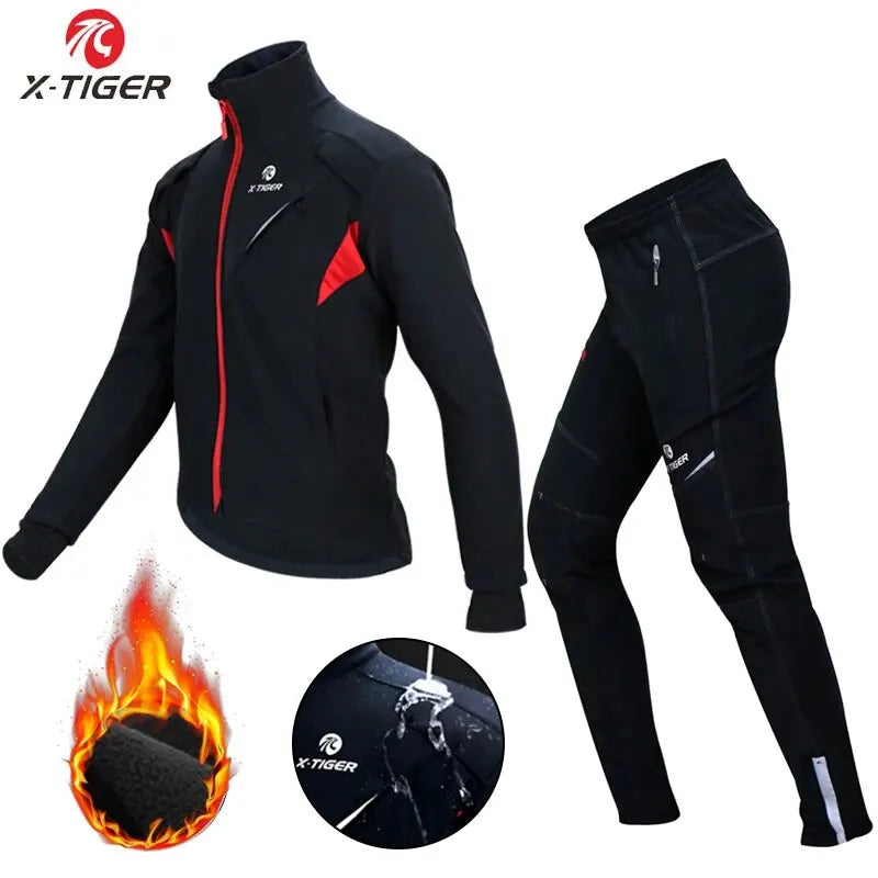 X-TIGER Men's Winter Thermal Fleece Cycling Jacket | Windproof