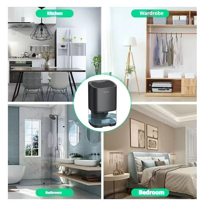 Homefish Portable Mute Air Dehumidifier Moisture Absorber Home Bedroom Office Kitchen Air Dryer Deodorizer Machine EU/US Plug Peaceful Pleasures Health and Wellness