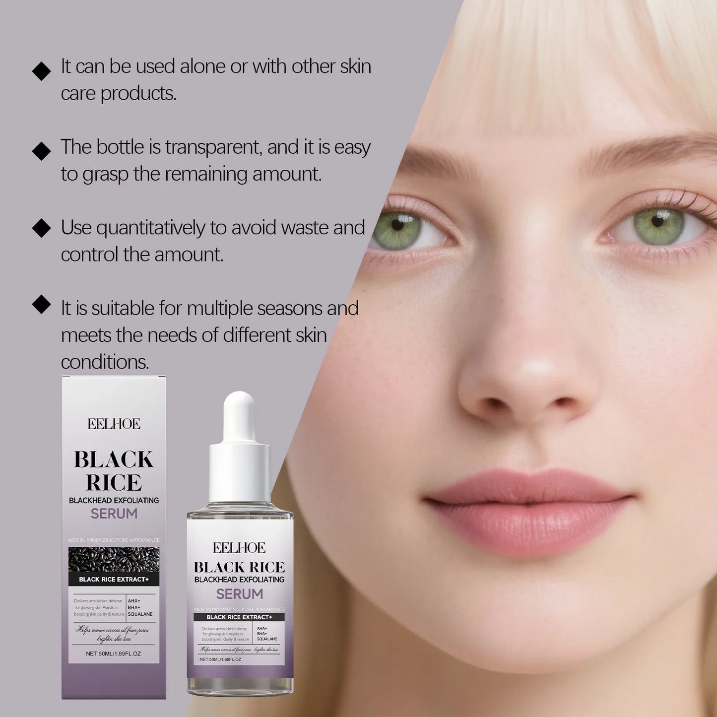 Black Rice Exfoliating Essence Nourishing Smooth Skin Improve Skin Elasticity Lightweight Texture Moisturizing Black Rice Serum Peaceful Pleasures Health and Wellness