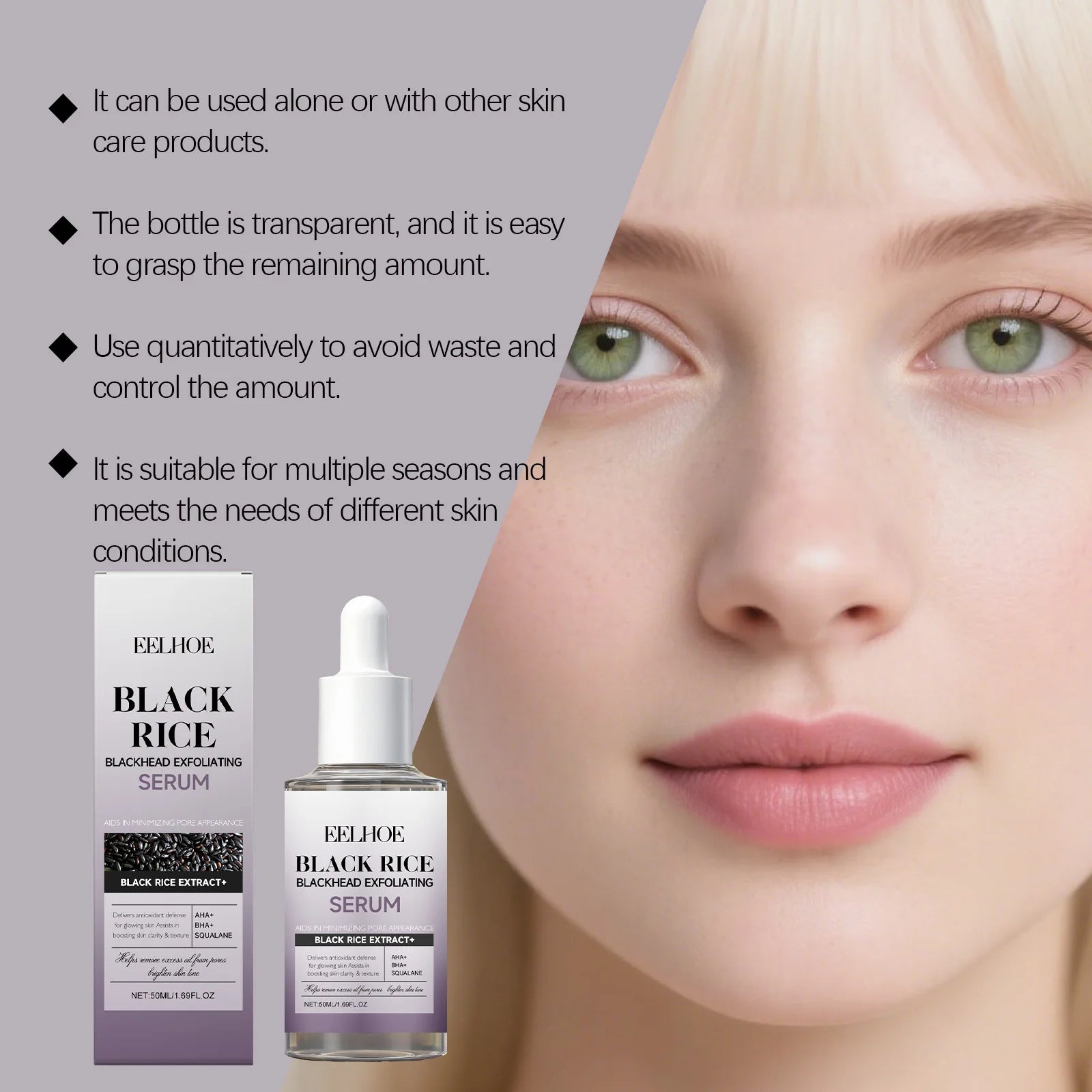 Black Rice Exfoliating Essence Nourishing Smooth Skin Improve Skin Elasticity Lightweight Texture Moisturizing Black Rice Serum Peaceful Pleasures Health and Wellness