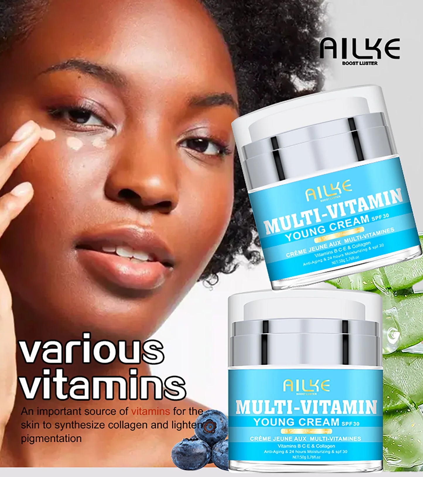 AILKE Multi-Vitamin Brightening Skin Care Set – C, E & B5