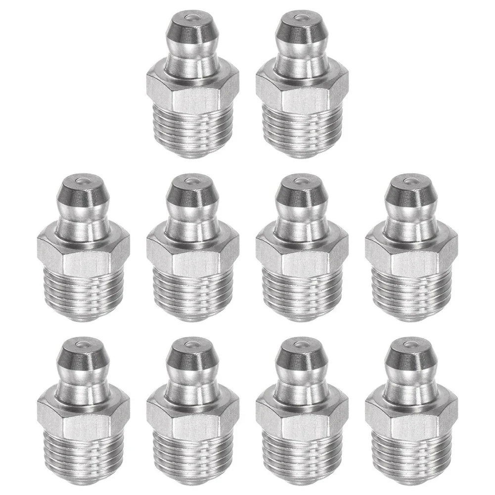 10-Pack M10 Stainless Steel Straight Hydraulic Grease Fittings