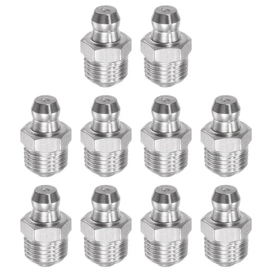 10-Pack M10 Stainless Steel Straight Hydraulic Grease Fittings Hydraulic Grease Fittings Oasis Select Default Title