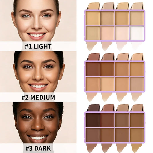 8-Shade Soft Matte Cream Concealer Palette – Full Coverage Cream Concealer Palette Peaceful Pleasures Health and Wellness