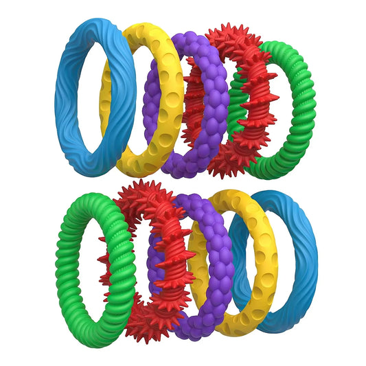 5pcs Sensory Bracelet,EDC Fidgeting Anti Stress Relief Toy Antistress Anxiety Fidget Ring for Kids Children Autism ADHD Silicone Peaceful Pleasures Health and Wellness