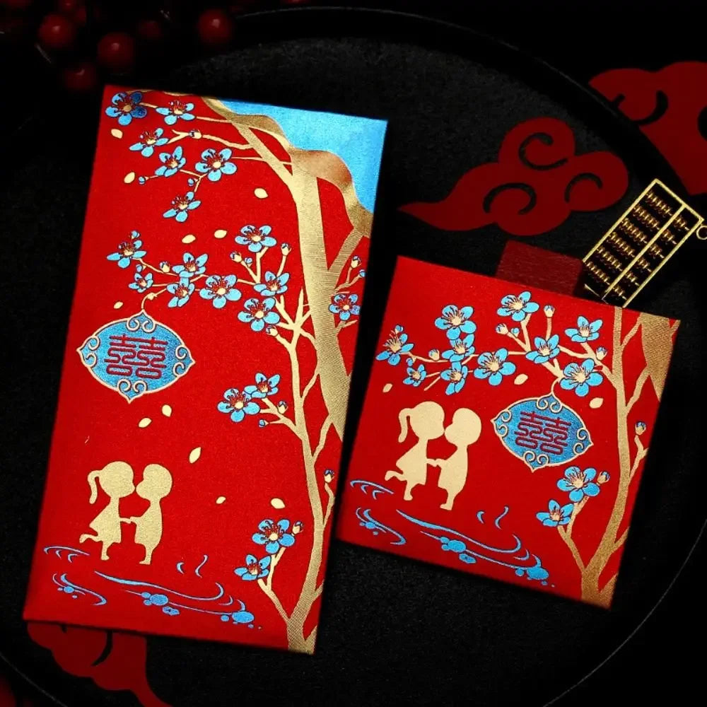 New Year's Blessing Bag Red Envelope Luck Money Bag New Year Packet Money Pocket New Year Gifts Good Luck Red Pocket DIY Packing Peaceful Pleasures Health and Wellness 9x9cm-10-10pcs-