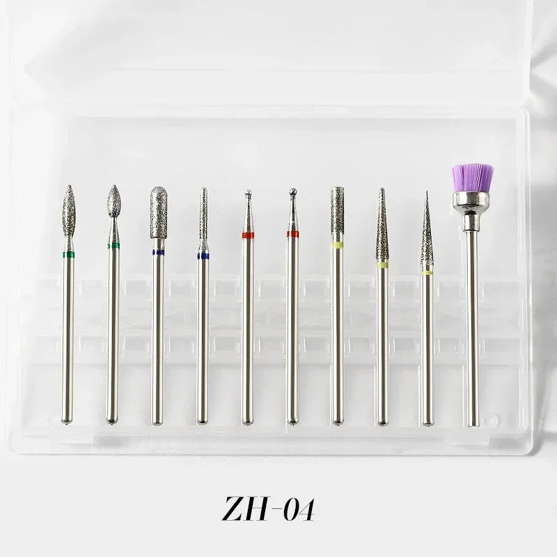 10Pcs Quality Diamond Milling Cutters for Manicure Electric Clean Foot Cuticle Nail Machine Nail Polishing Tool Peaceful Pleasures Health and Wellness ZH04