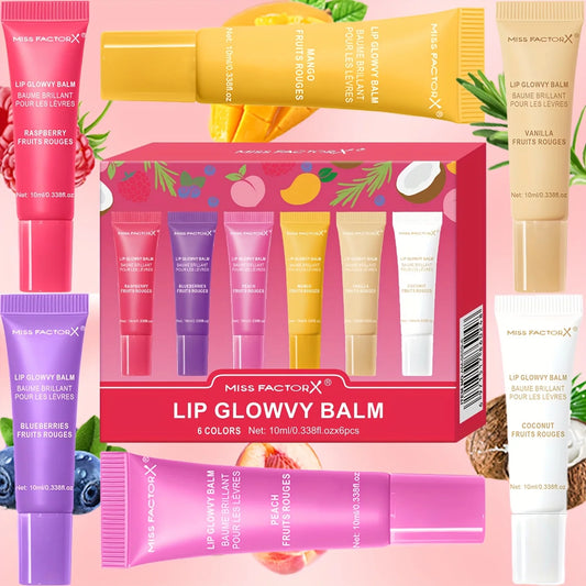 6-piece fruit flavored lip gloss set, moisturizing lip oil, glossy hydration, the best choice for women's holiday gifts Peaceful Pleasures Health and Wellness