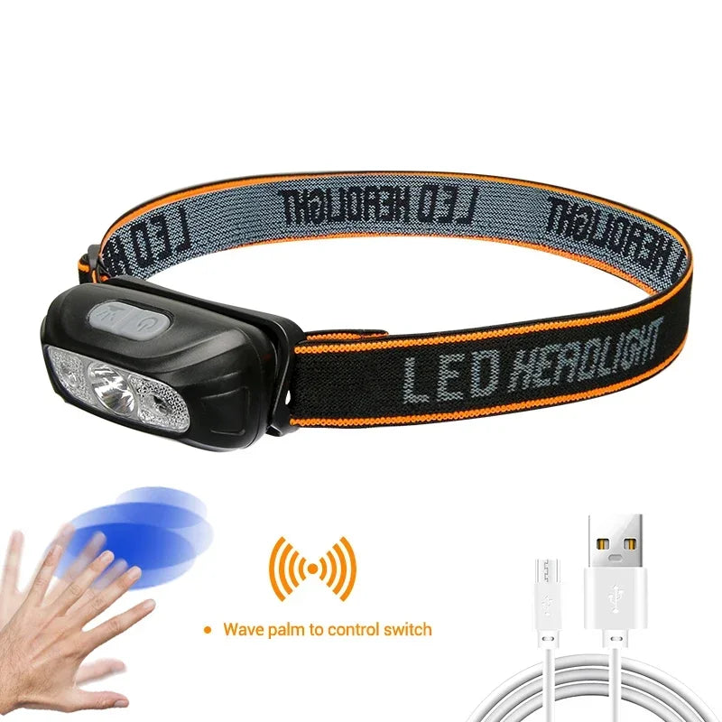 LED Sensor Headlamp USB Rechargeable – 500LM 6 Modes IPX4