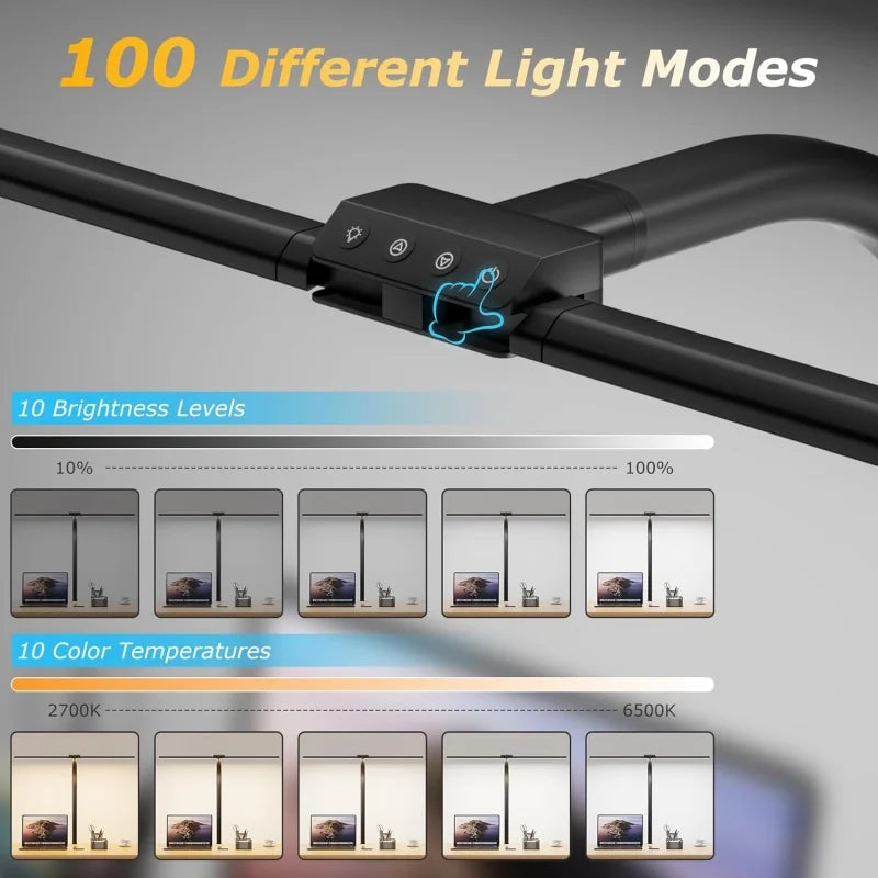 RUNTOIN 24W Eye Care LED Desk Lamp | Touch Gooseneck Light