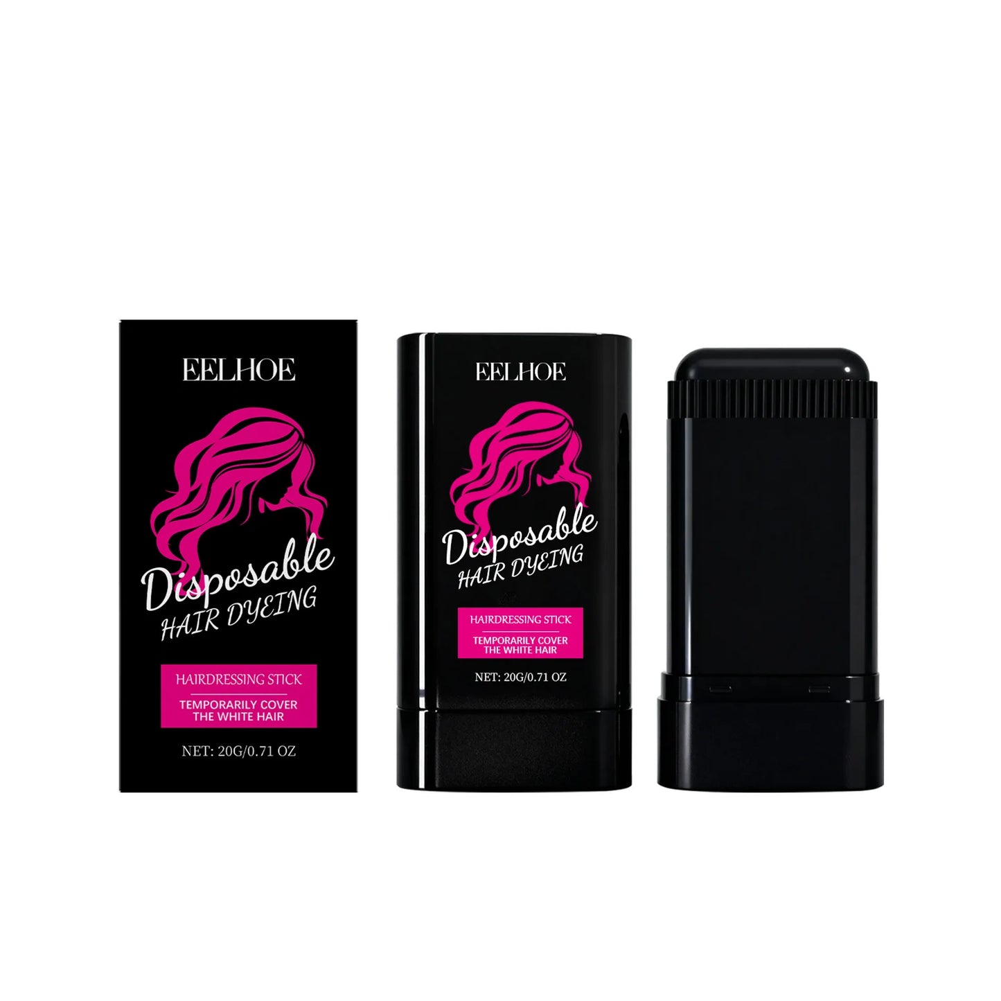 Eelhoe Temporary Black Hair Dye Stick – Grey Root Cover 20g Temporary Hair Dye Stick Peaceful Pleasures Health and Wellness 20g Boxed