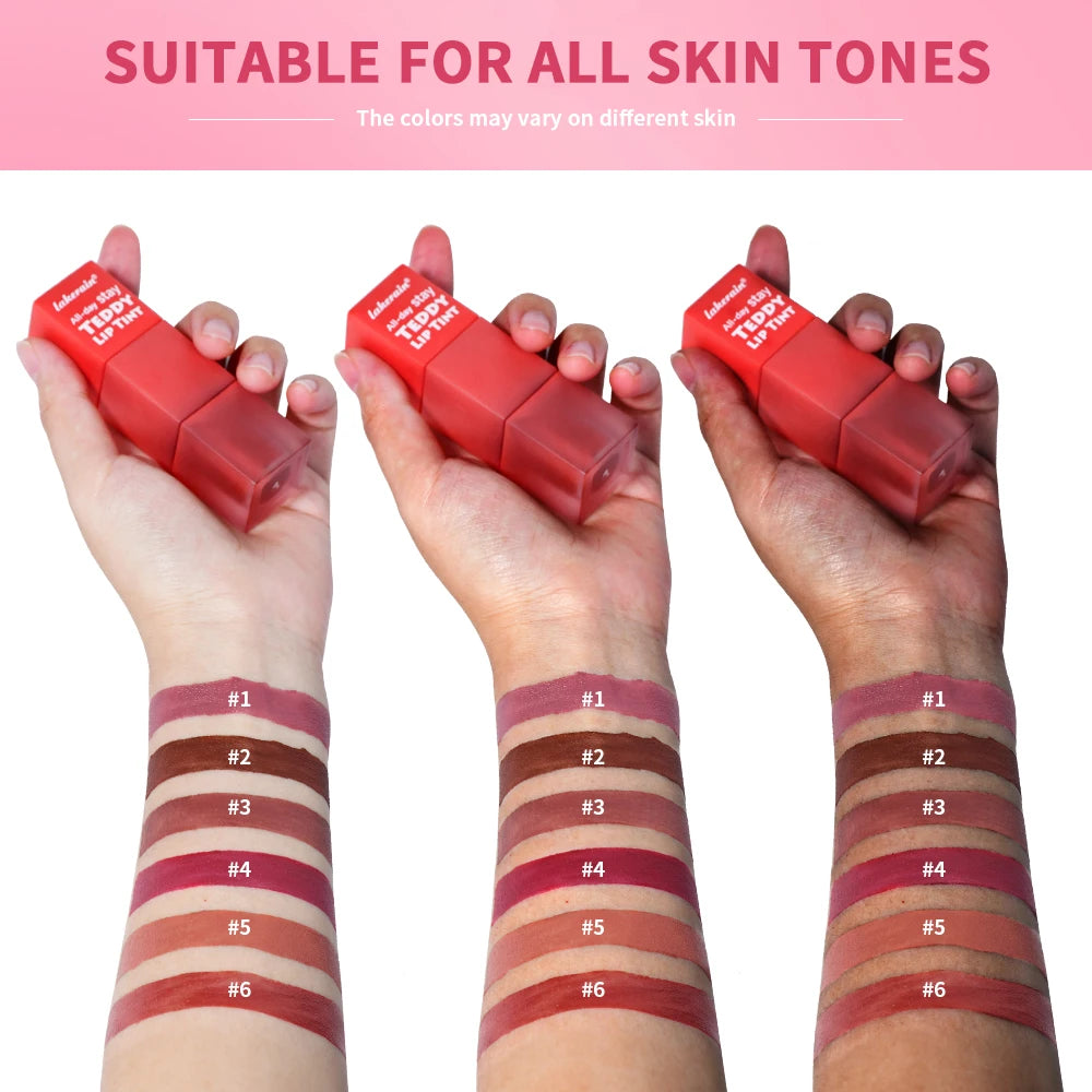 Teddy Tint Lip Color Tear Lip Gloss Super Stay Long-Lasting Coloring 12H Matte Texture Waterproof Lip Stain Lipstick Cosmetics Peaceful Pleasures Health and Wellness