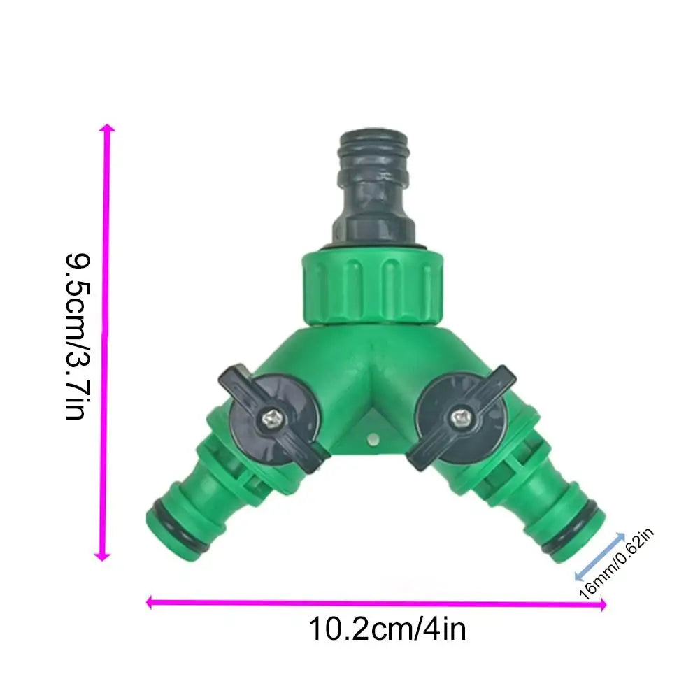 2-Way Garden Hose Splitter Y Connector with Dual Valves