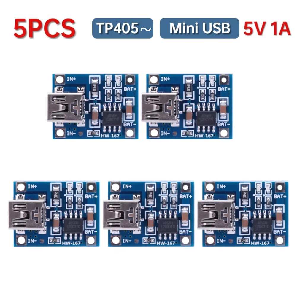 1-20PCS TP405~ 5V 1A 18650 Lithium Battery Charger Module Type-C/Micro USB/Mini USB Charging Board With Protection Dual Function Peaceful Pleasures Health and Wellness 5PCS Mini USB