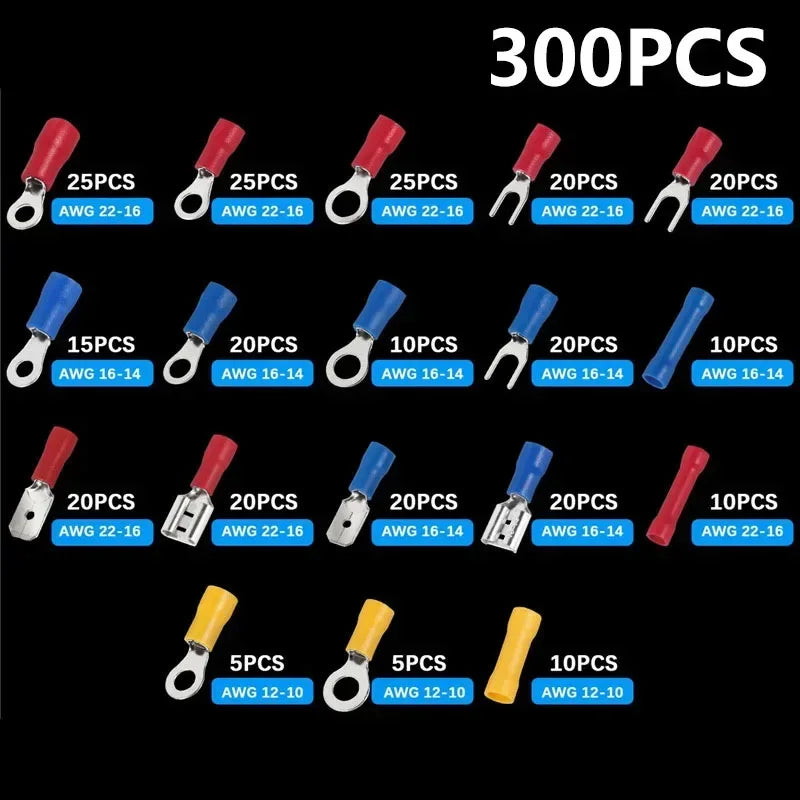 Insulated Crimp Terminal Kit – 102 or 300 Pcs Wire Connector Set Peaceful Pleasures Health and Wellness