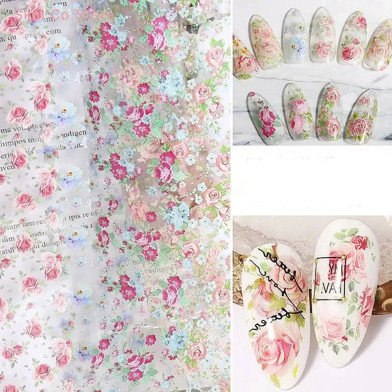 1Pcs Flower Nail Transfer Foils Stickers for Nail Art Peaceful Pleasures Health and Wellness