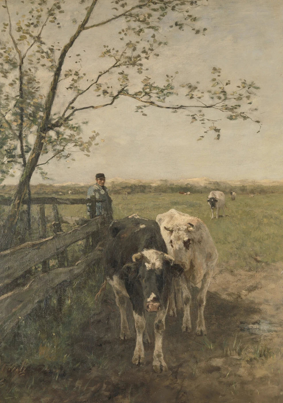 Vintage Rural Antique Animals Poster Cows in The Forest and Pasture Canvas Painting Farmhouse Wall Art Picture Office Home Decor Peaceful Pleasures Health and Wellness