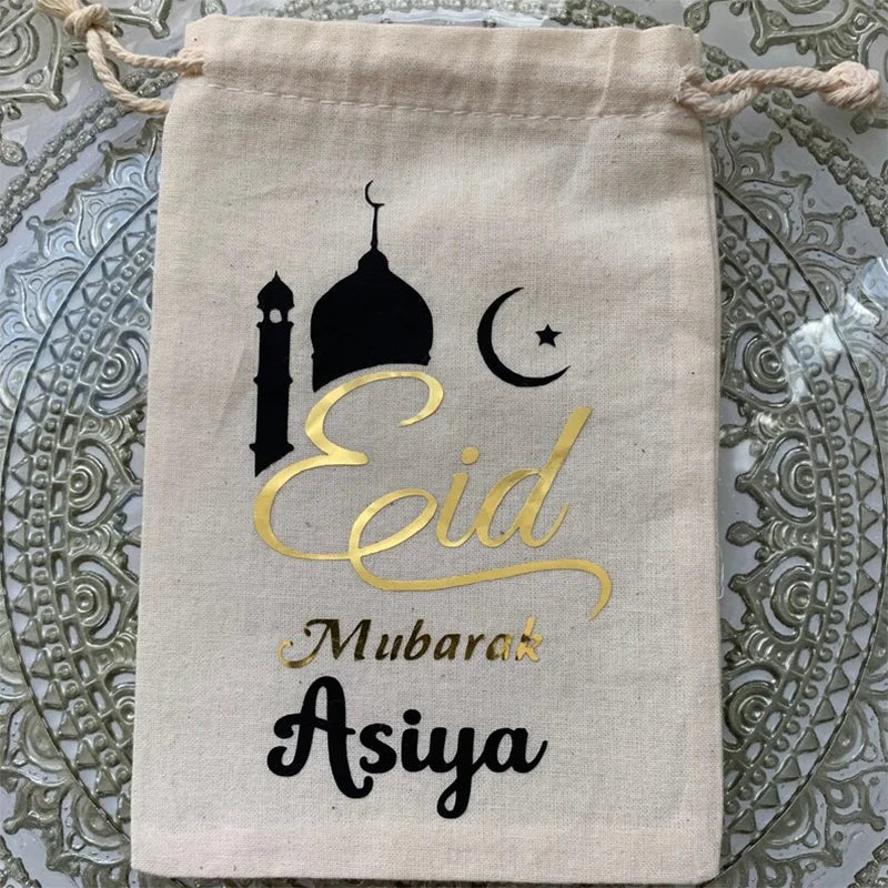 Personalized Eid Mubarak Gift Bag | Candy Money Card Holder Holiday Gift Bag Peaceful Pleasures Health and Wellness
