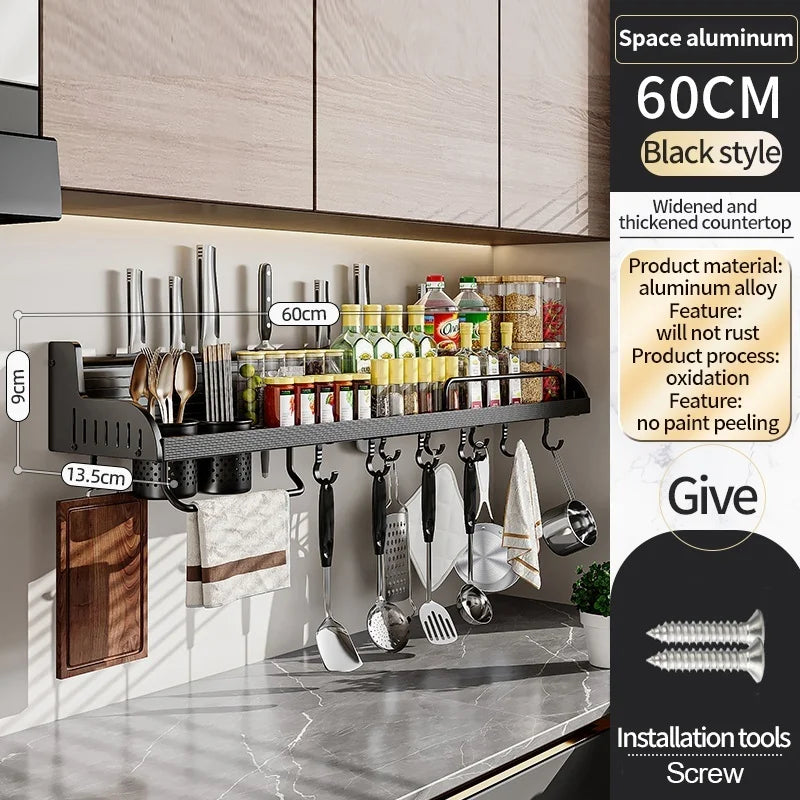Wall Mounted Kitchen Storage Rack | Knife & Spice Organizer