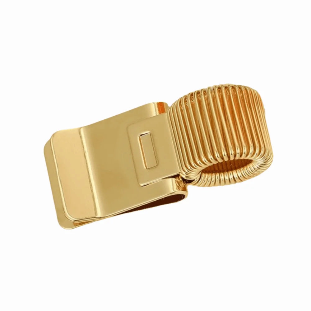 Creative Metal Pen Clip Heavy-Duty Retro Spring Pen Clip Minimalist Telescopic Spring Notebook Pen Holder Office Supplies Peaceful Pleasures Health and Wellness Gold
