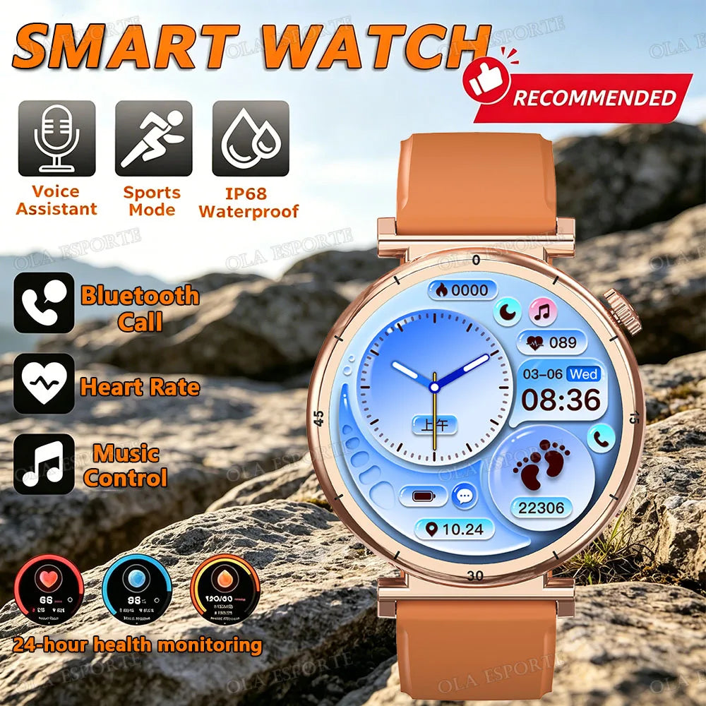 2026 Smart Watch Android IOS Phone 1.27 Inch Color Screen Bluetooth Answer Call Fitness Watches Tracker Smartwatch Women NewHW12 Peaceful Pleasures Health and Wellness Gold