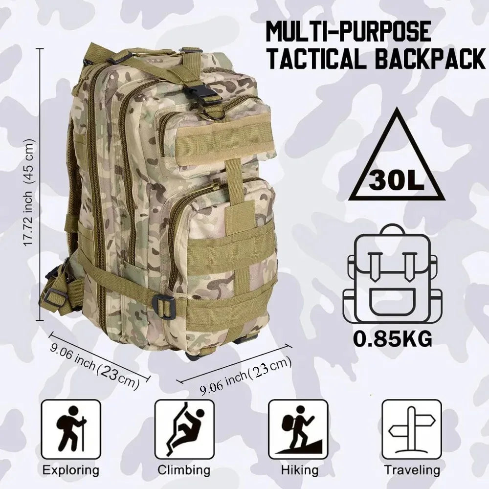 30L Large Duffle Bag, Outdoor Camouflage Backpack for Hiking Camping Travel Fishing Gym Peaceful Pleasures Health and Wellness