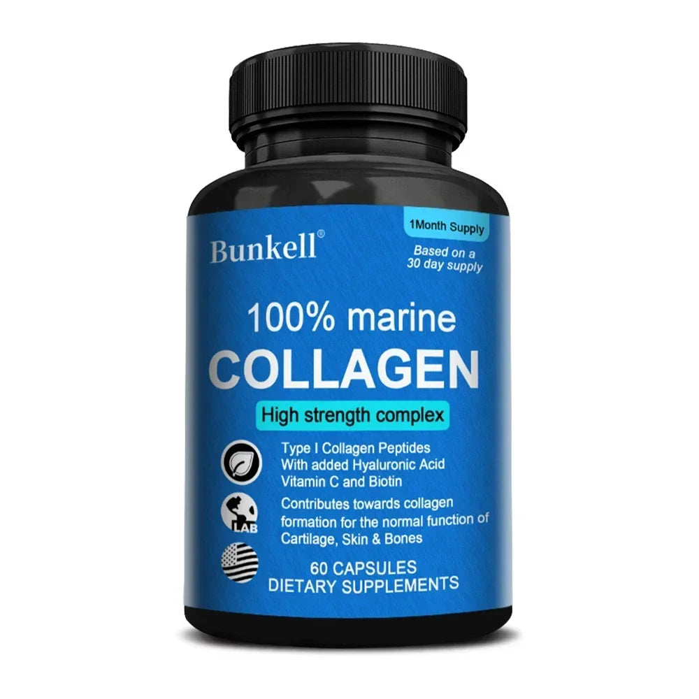 Collagen Capsules-Dietary Supplements for Skin, Hair, Joint Health, Digestion and Immune System Health Supplement, Non-GMO Peaceful Pleasures Health and Wellness 60 Count-1 bottle