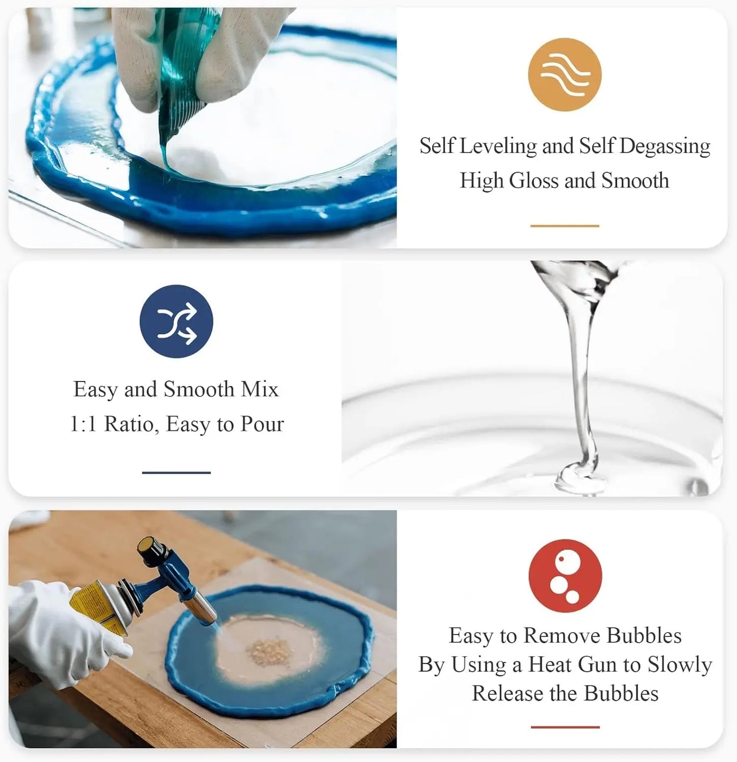 Crystal Clear Epoxy Resin Kit 1:1 Mix – Non-Yellowing 32oz
