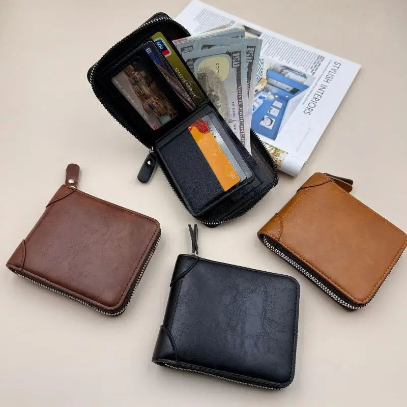 Men's Slim Zipper Wallet | Multi-Card Holder & Coin Pocket