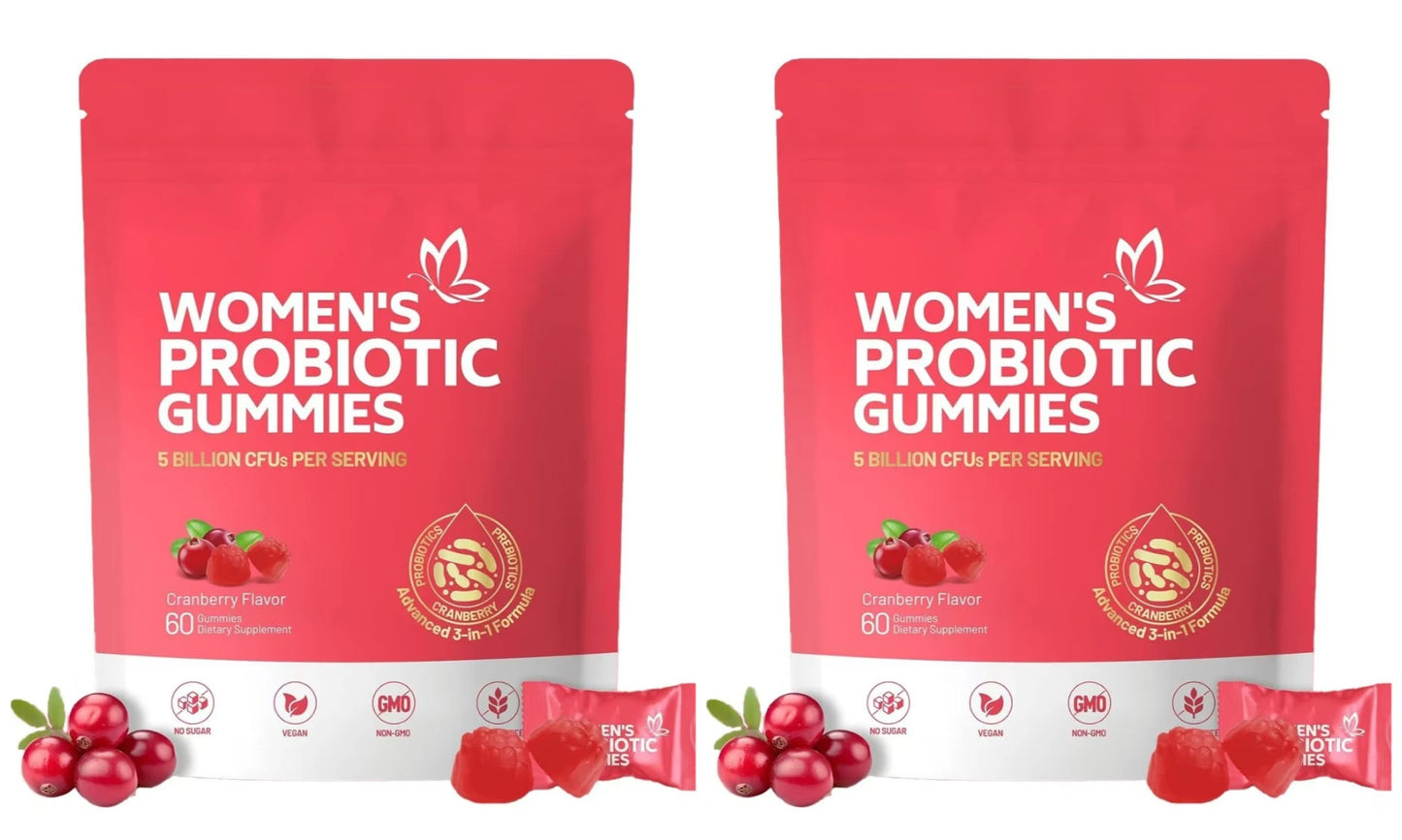 Women's Probiotic Gummies 5B CFUs Cranberry Prebiotic 60ct
