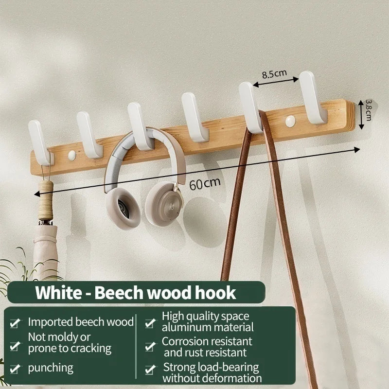 Wood & Aluminum Wall Hook | Coat Hanger for Kitchen & Bathroom