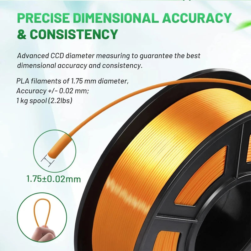 Silk PLA Filament 1.75mm 500g Gold & Silver – ±0.02mm Accuracy