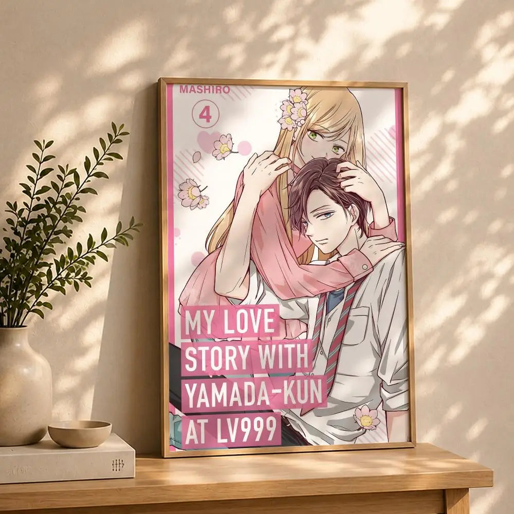 Anime M-My Love Story with Yamada-kun at Lv999S Poster HD Self Adhesive Waterproof Wall Art Ideal for Home Office Dorm Bedroom Peaceful Pleasures Health and Wellness White1 50X70cmNoframe