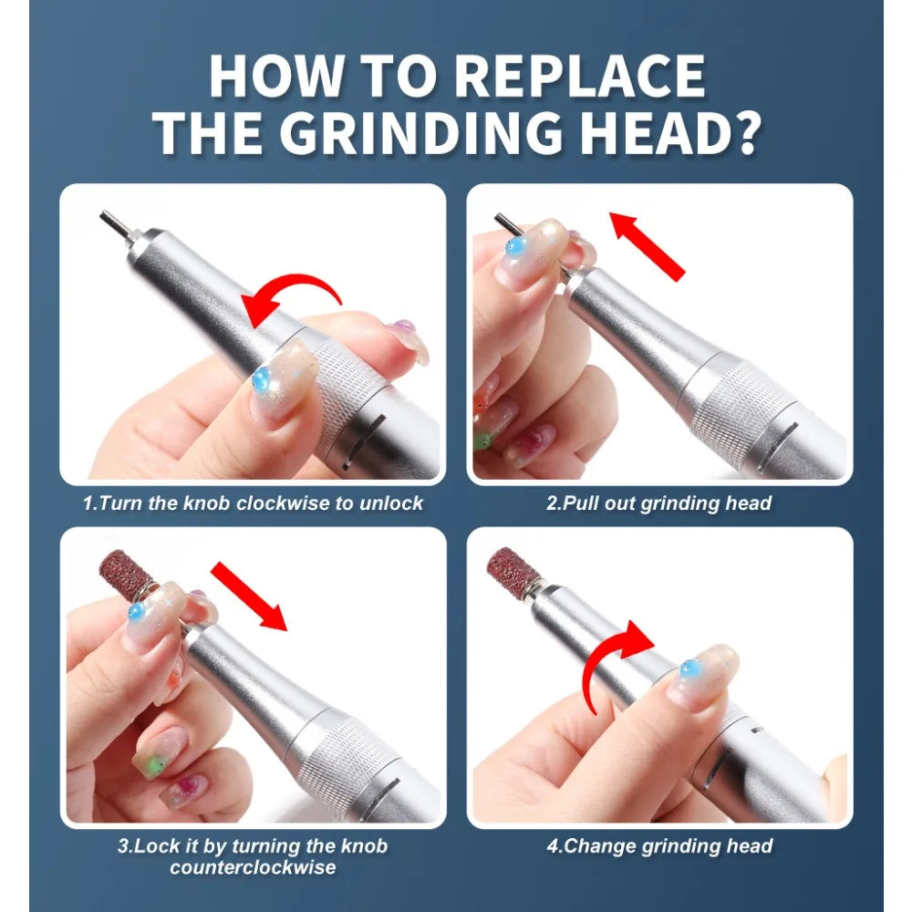 45000 RPM Rechargeable Electric Nail Drill – Gel Nail Salon Tool