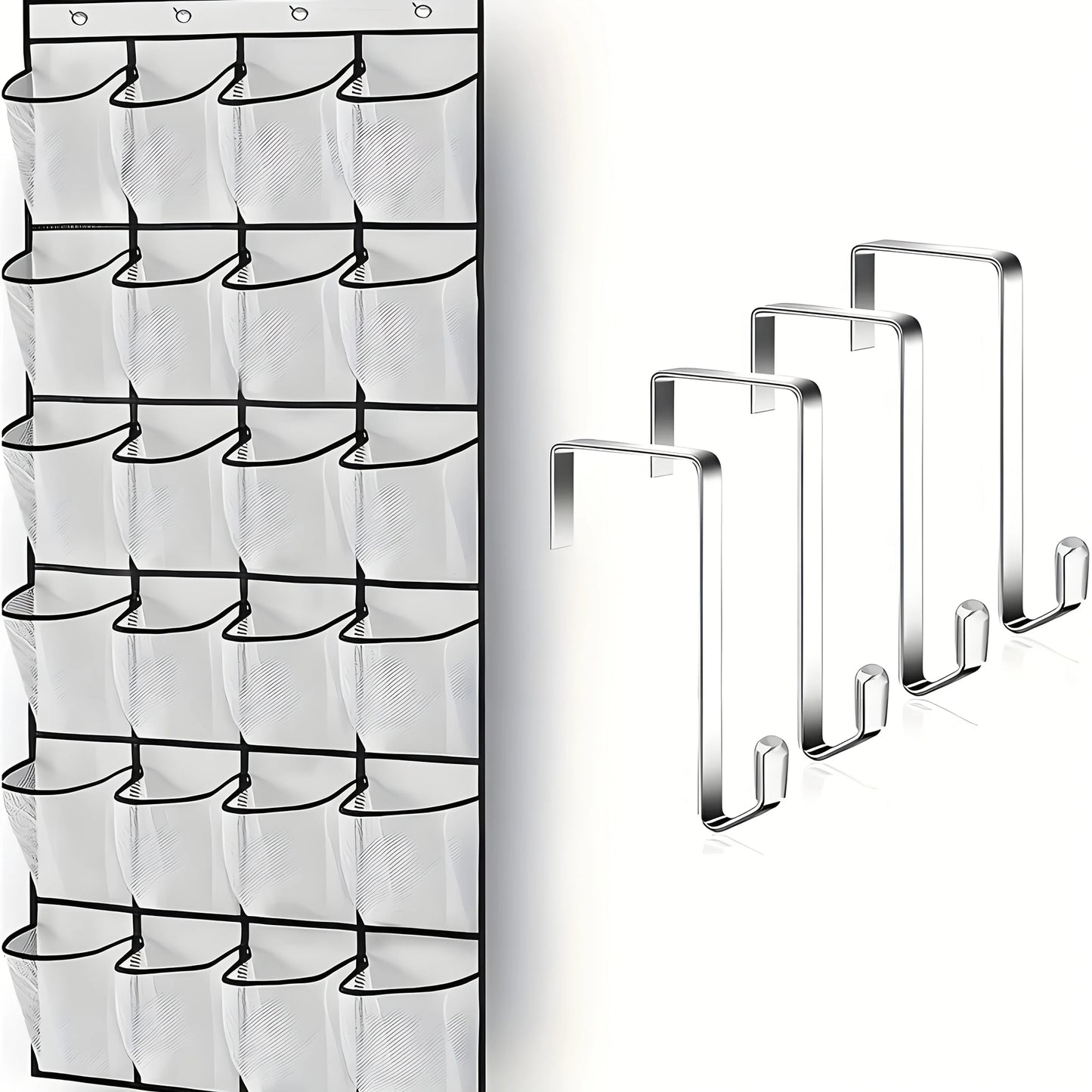 Over the Door Shoe Organizer – 24 Large Mesh Pockets Door Shoe Organizer Peaceful Pleasures Health and Wellness