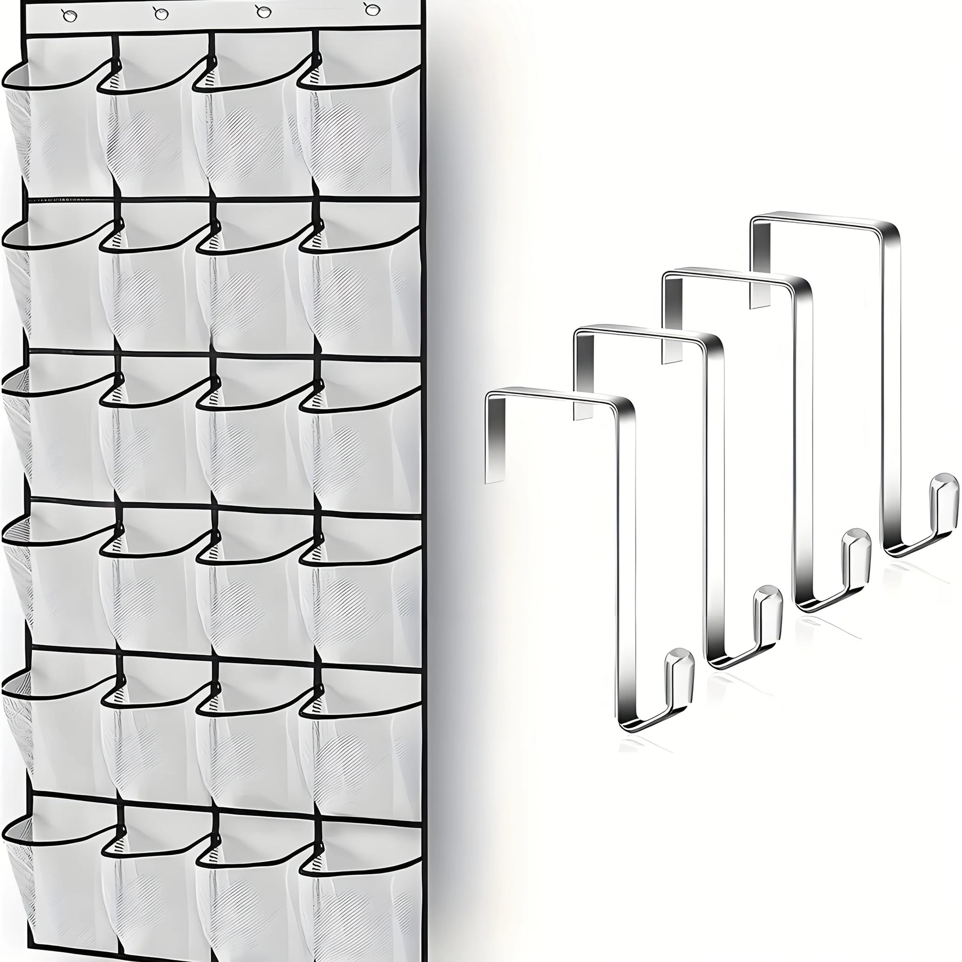 Over the Door Shoe Organizer – 24 Large Mesh Pockets Door Shoe Organizer Peaceful Pleasures Health and Wellness
