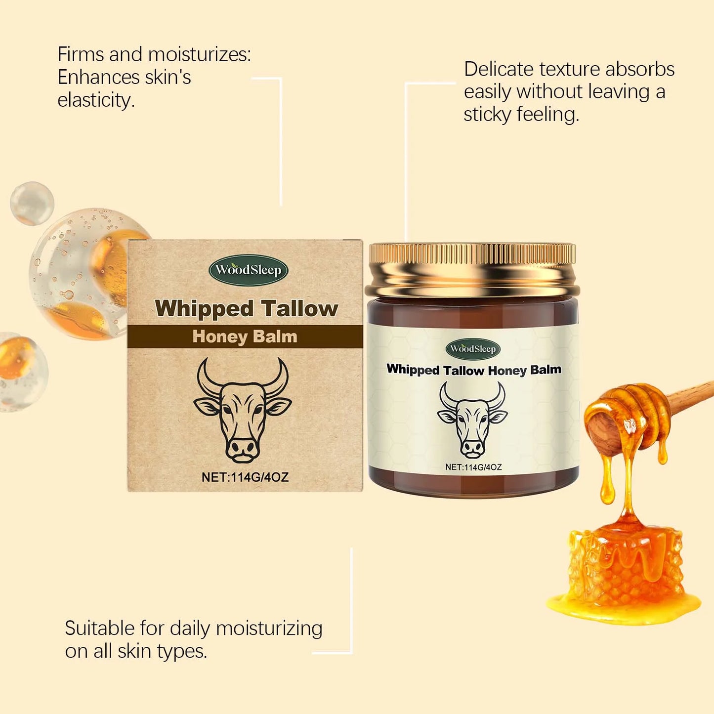 Tallow Honey Balm – Firming, Moisturizing Dry Skin Body Cream
