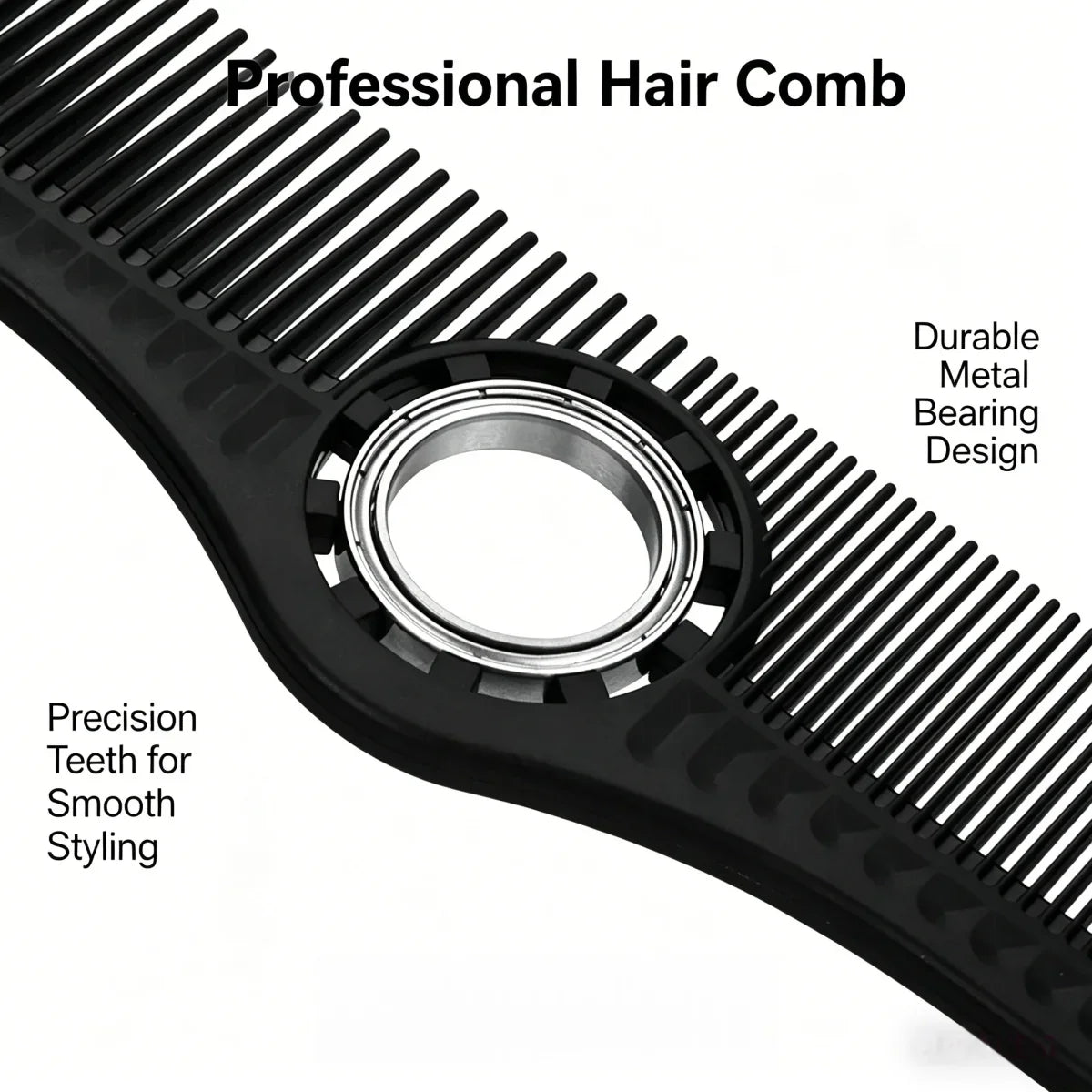 Professional Detangling Hair Comb with Metal Ring | Salon Tool