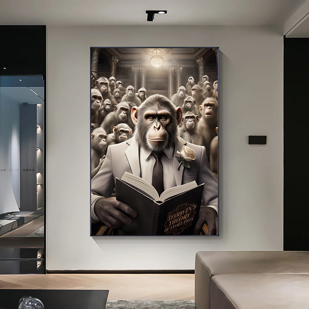 Nordic Gorilla Suit Abstract Canvas Wall Art | Modern Decor