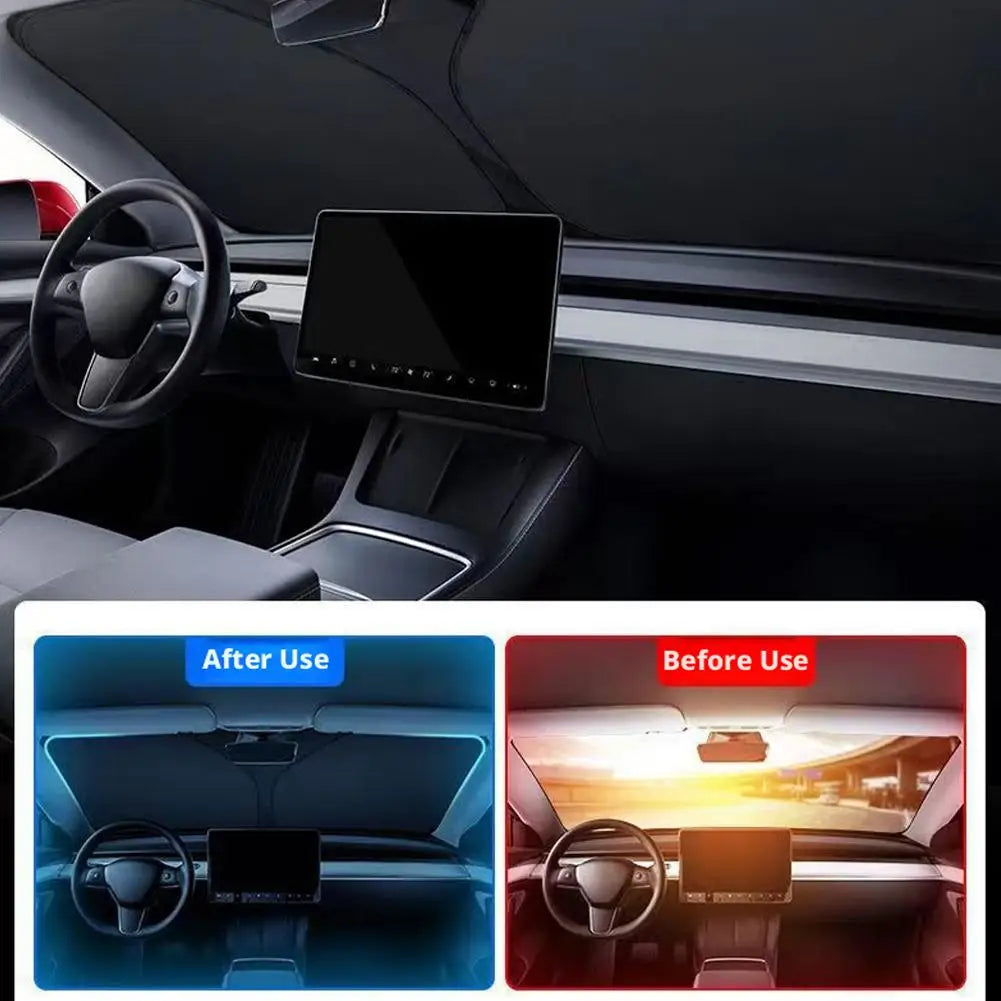 Car Front Windshield Sun Visor Reflect Sunlight Block UV Rays Foldable Sun Protection Heat Insulation Car Full Package Sun Visor Peaceful Pleasures Health and Wellness