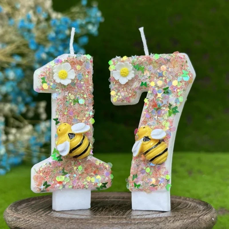 Party 0-9 Number Digital Birthday Candle Cake Decoration New Year's Eve Creative Bee and Wasp Decorative Candles Birthday Cake Peaceful Pleasures Health and Wellness