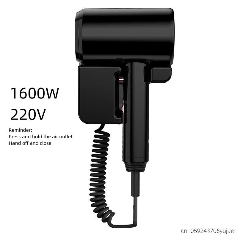 Latest Hotel/Guesthouse Specific Wall Mounted Non Punching Hair Dryer 1600w High-Power Fast Drying Blue Light Hair Care Hair Dry Peaceful Pleasures Health and Wellness B-Black -1600W EU