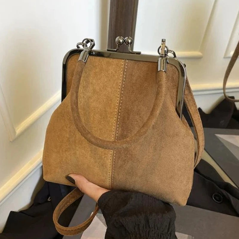 Retro Frosted Faux Suede Crossbody Bag | Large Capacity Clutch